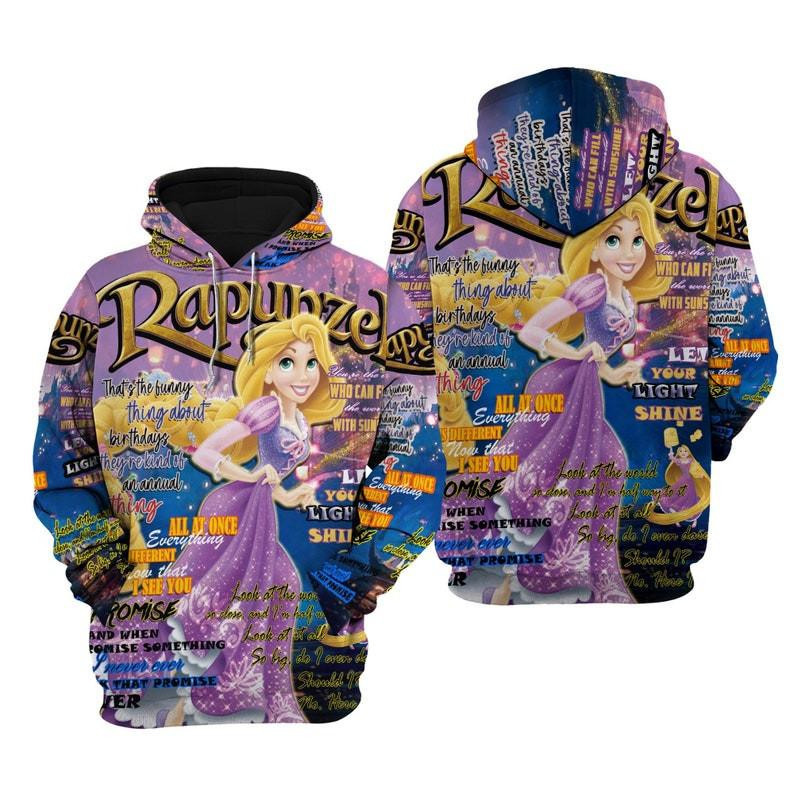 Cartoon Rapunzel, Princess, Quotes All Over Print Hoodie, Zip Hoodie