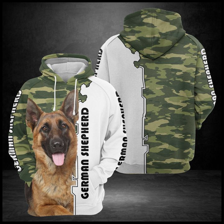 German Shepherd Camo Pattern 3D All Over Print Hoodie & Zip Hoodie