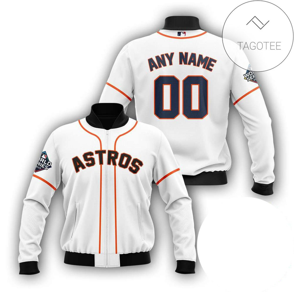Houston Astros Custom Name Number White Bomber Jacket
