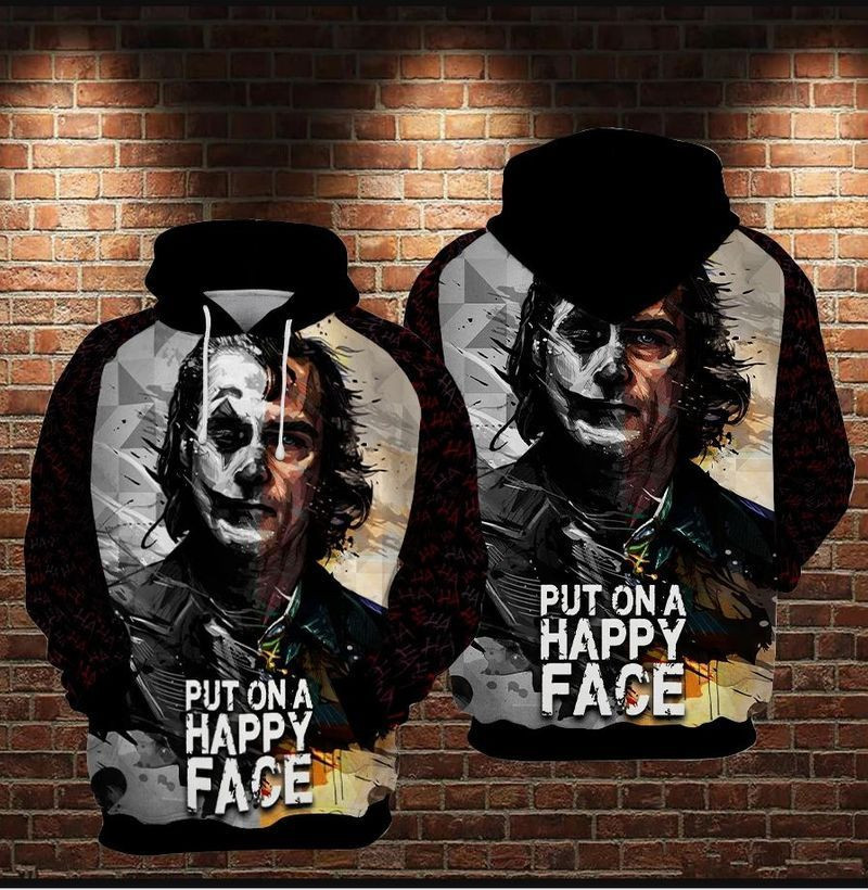 Put On A Happy Face - Joker Over Print 3d Hoodie Zip Hoodie
