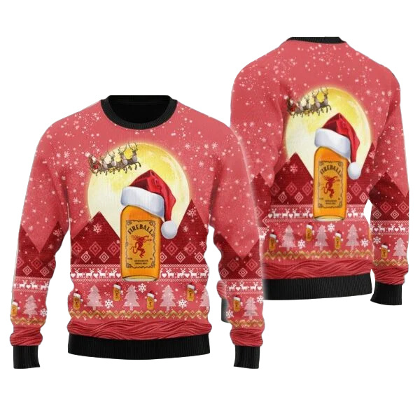 Santa Claus Sleigh Fireball Ugly Sweater