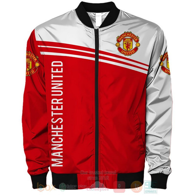 Manchester United Red White Bomber Jacket V8
