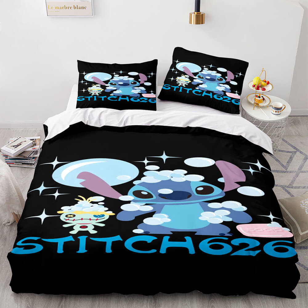 Stitch Bedding Set DN Stitch626 And Scrump With Bubbles Duvet Covers Black
