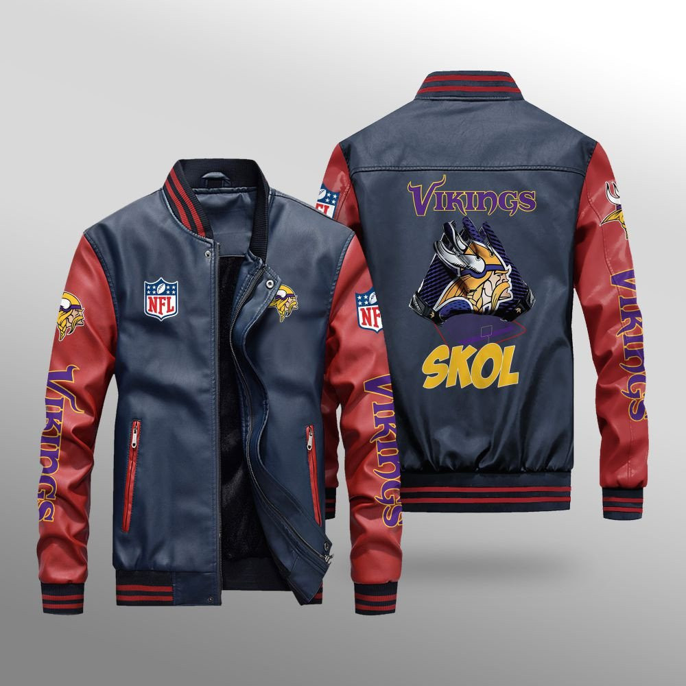 Minnesota Vikings Leather Bomber Jacket BG50