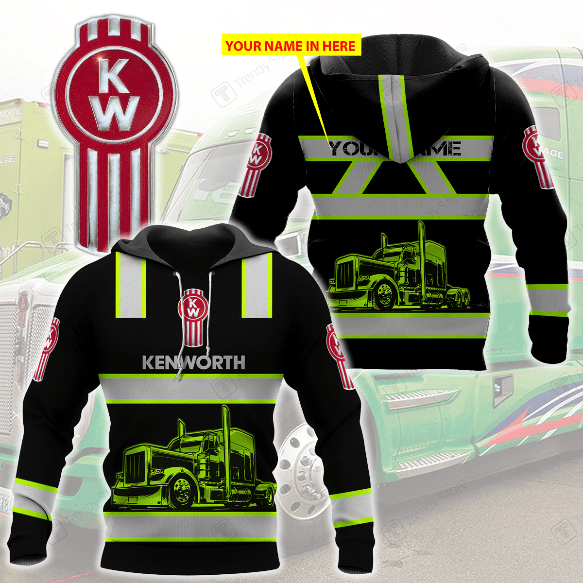 Custom Name Kenworth Trucks Racing Team 7k888 3d Zip Hoodie Hoodie Ii0