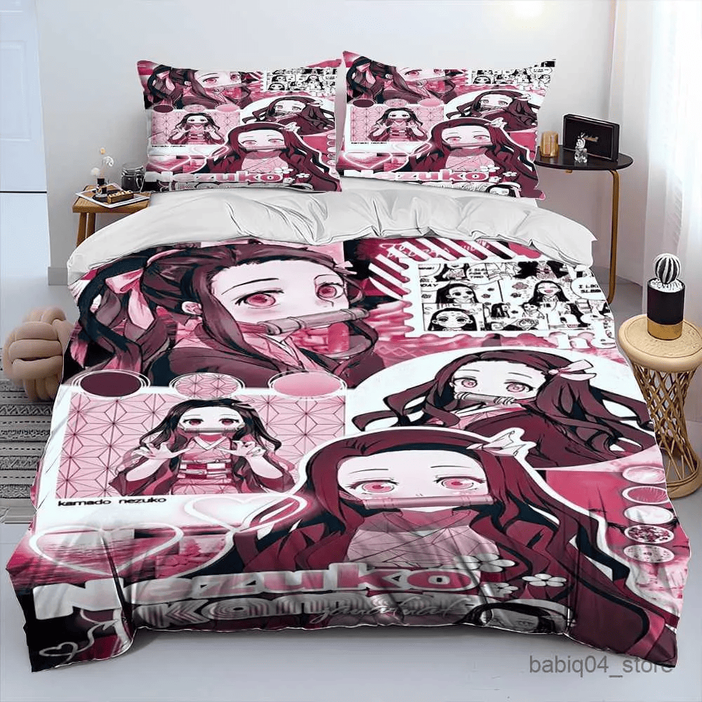 Demon Slayer Bedding Set Nezuko Kamado The Sister Demon Duvet Covers