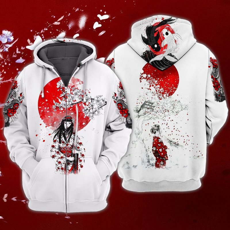Samurai Girl 3d Hoodie Zip Hoodie