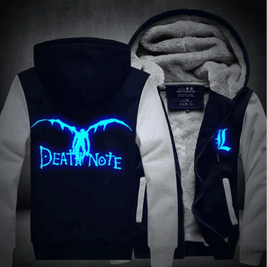Death Note Anime Luminous Fan Gift, Note Anime Luminous Fleece Jacket 4