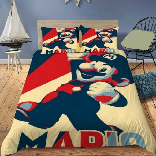 Mario Bedding Set Mario Jumping Vintage Style Duvet Covers