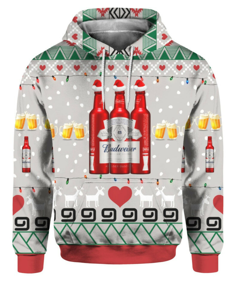 Budweiser Beer Red Bottles 3d Print Ugly Christmas Sweater Hoodie Shirt