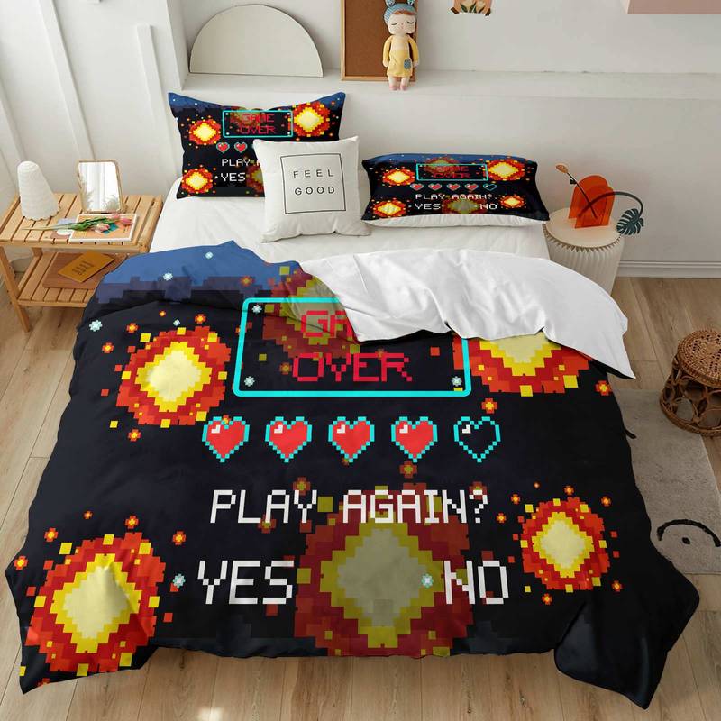 Game Bedding Set Game Over Play Again Or Not Duvet Covers