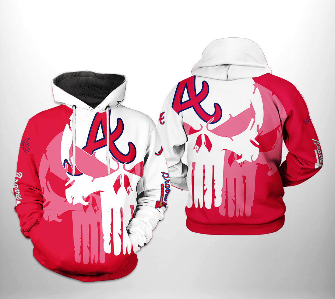 Atlanta Braves MLB Skull 3D All Over Print Hoodie & Zip Hoodie