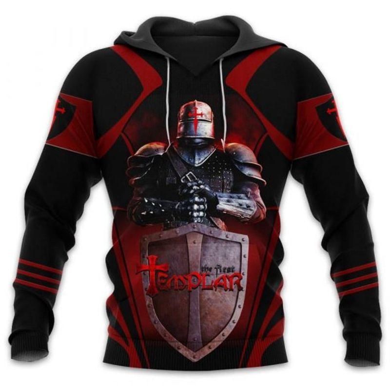 The First Templar With Shield Over Print 3d Hoodie Zip Hoodie
