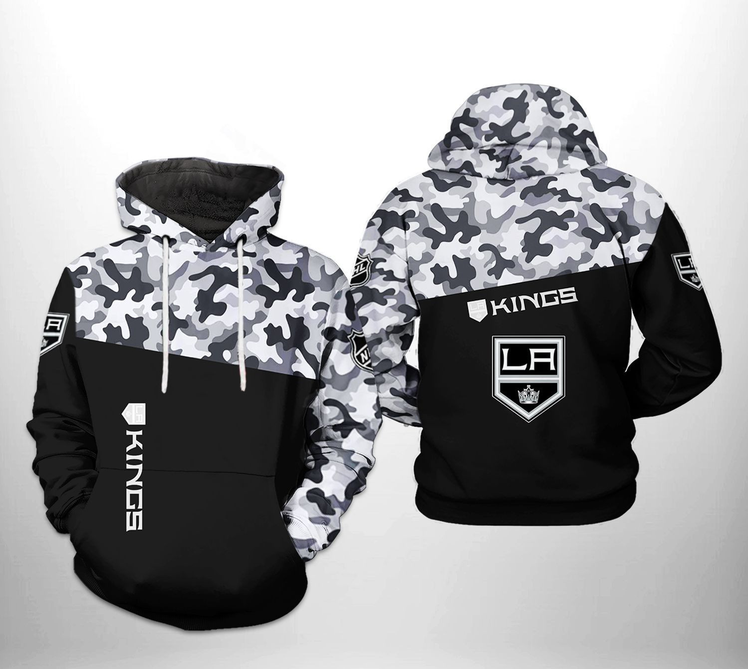 Los Angeles Kings Camo Veteran 3D All Over Print Hoodie & Zip Hoodie