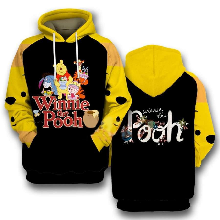 Winnie-the-pooh Fan Gift, Winnie-the-pooh And Friends Tigger Eeyore Piglet Cartoon Floral All Over Print Hoodie