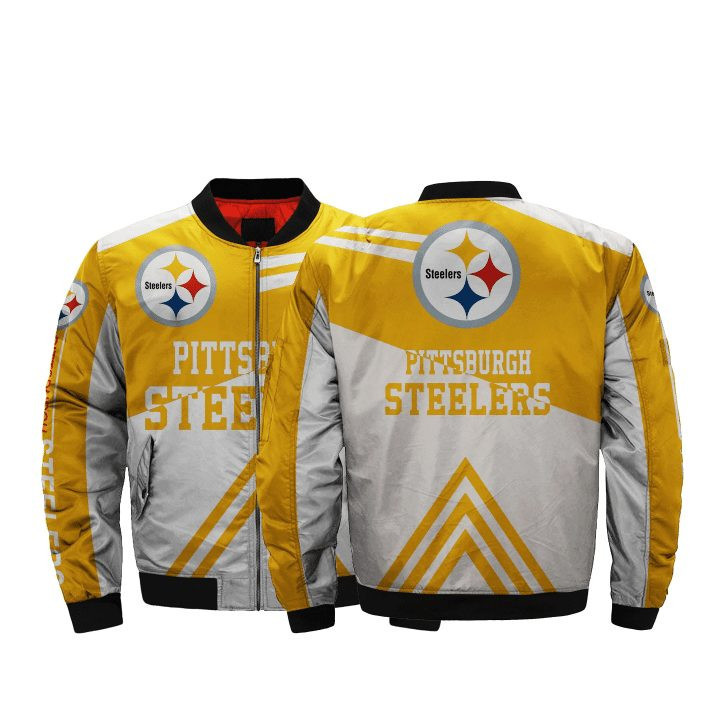 Pittsburgh Steelers White Golden Bomber Jacket