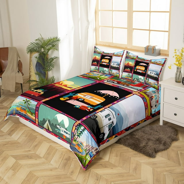 Camping Bedding Set Bohemian Western Camping Vans Duvet Covers