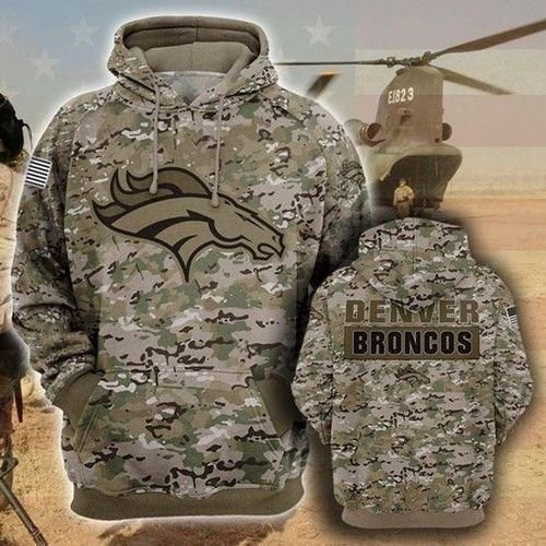 Denver Broncos Camouflage Veteran 2020 3D All Over Print Hoodie & Zip Hoodie