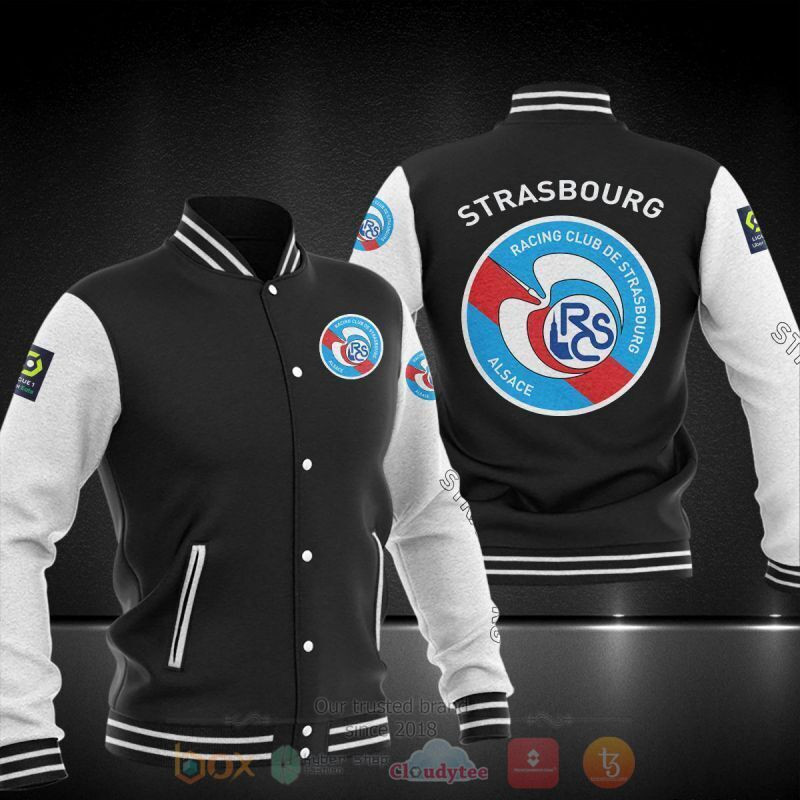 RC Strasbourg Alsace Black White Baseball Jacket