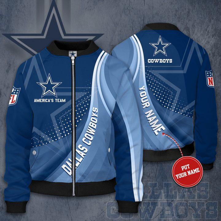 Cowboys Custom Name Big Logo Bomber Jacket