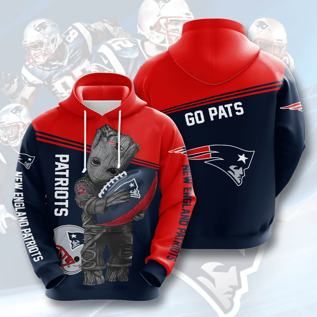 Baby Groot New England Patriots 3D All Over Print Hoodie & Zip Hoodie