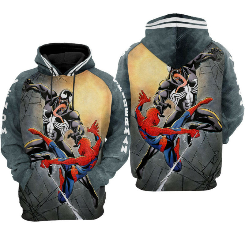 Venom Spiderman Marvel Black Red Background Hoodie Zip Hoodie