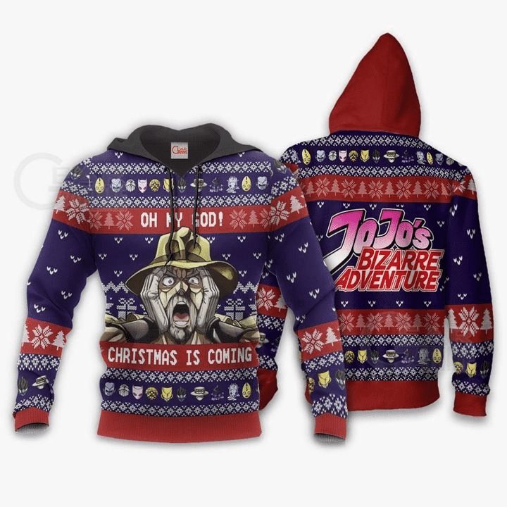 Joseph Joestar Ugly Christmas Oh My God Jojo 3d Hoodie Zip Hoodie
