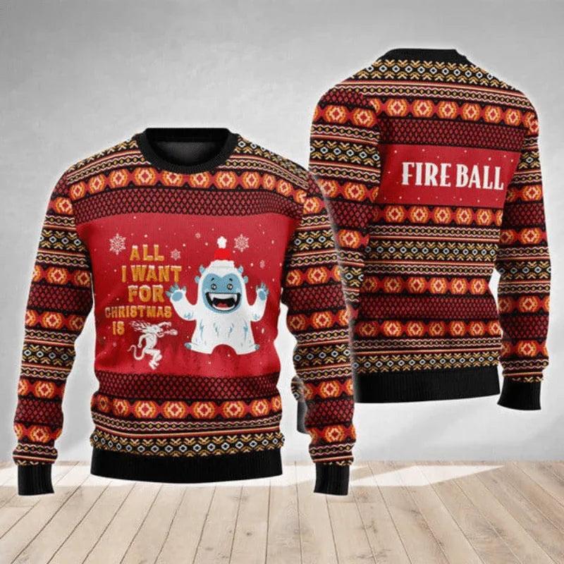 Fireball Yeti Ugly Christmas Sweater