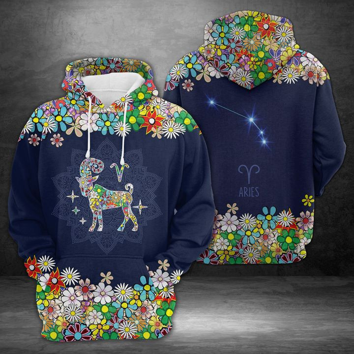 Aries Horoscope Flower 3D All Over Print Hoodie & Zip Hoodie