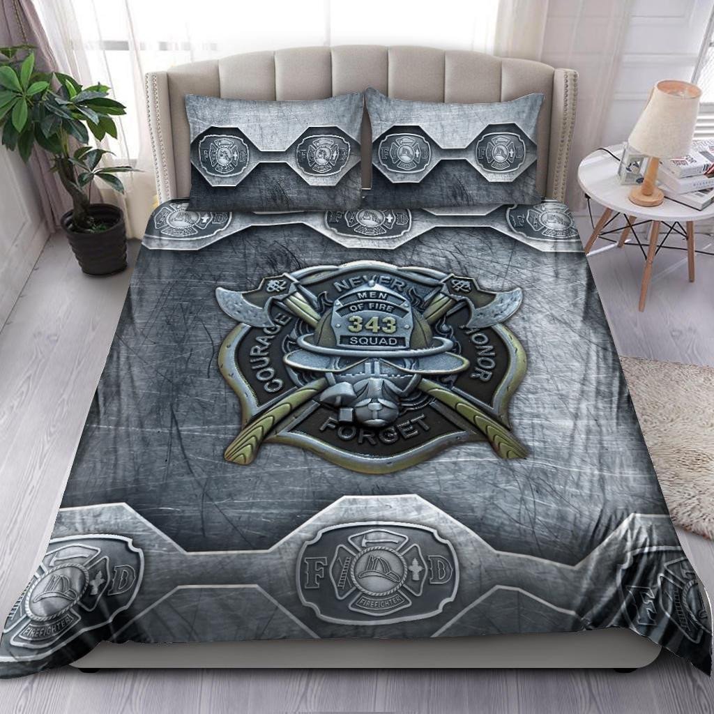 Firefighter Bedding Set Firefighter Warrior Emblem Symbol Duvet Covers