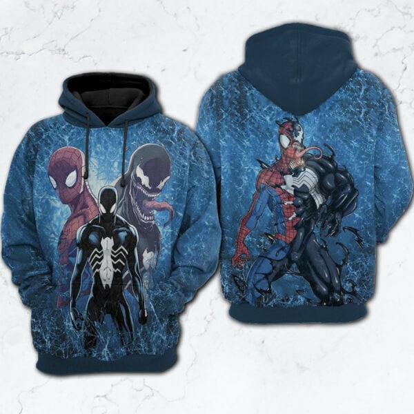 Spider Man X Venom Marvel Fan Gift, Spider Man X Venom Marvel Aop Hoodie, Zip Hoodie, Fleece Jacket 1863