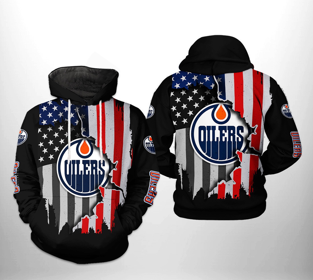 Edmonton Oilers US FLag Team 3D All Over Print Hoodie & Zip Hoodie