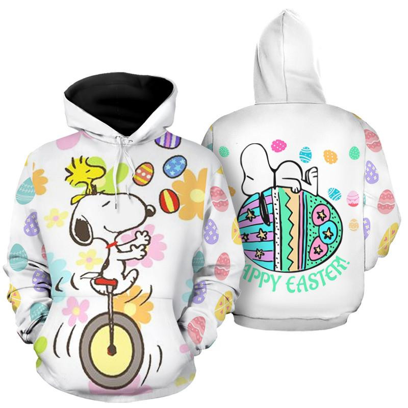 Snoopy The Peanuts, Snoopy And Woodstock Happy Easter Day All Over Print Hoodie, Zip Hoodie