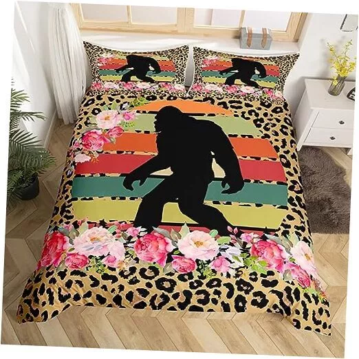 Bigfoot Bedding Set Bigfoot Flowers Leopard Pattern Duvet Covers
