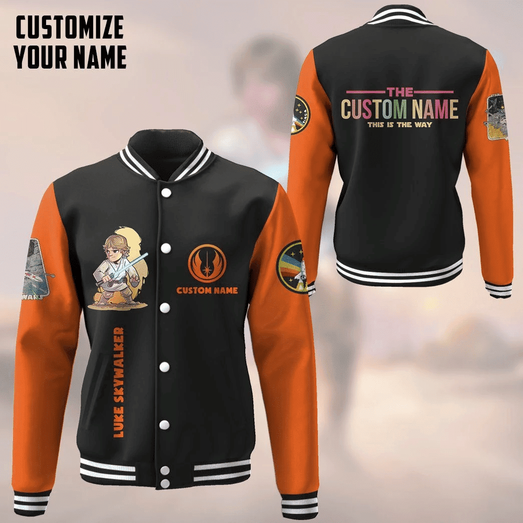 Gearhumans 3d Star Wars Luke Skywalker Custom Name Baseball Jacket 34, Gift Lover Baseball Jacket