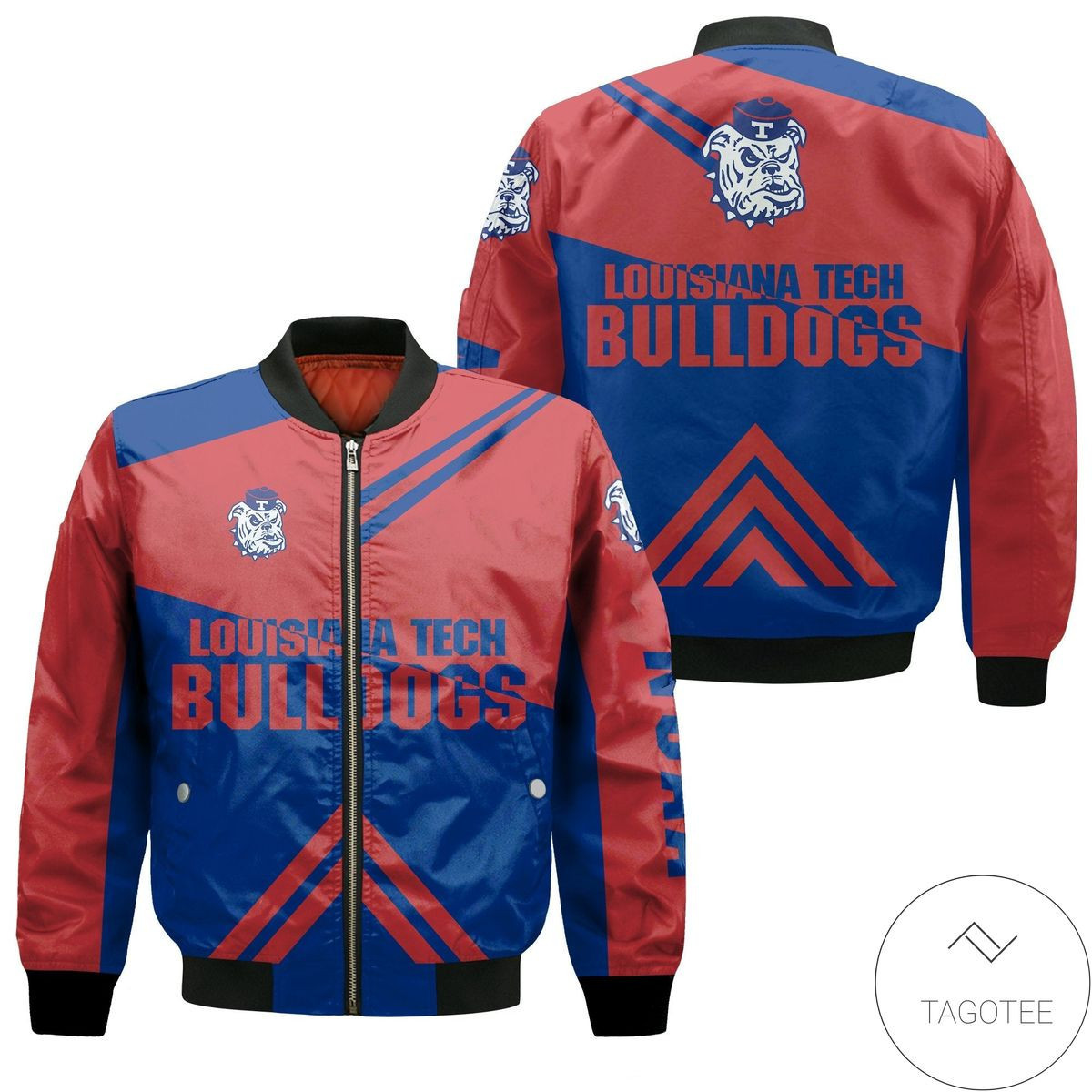 Louisiana Tech Bulldogs Stripes Cross Shoulders Bomber Jacket