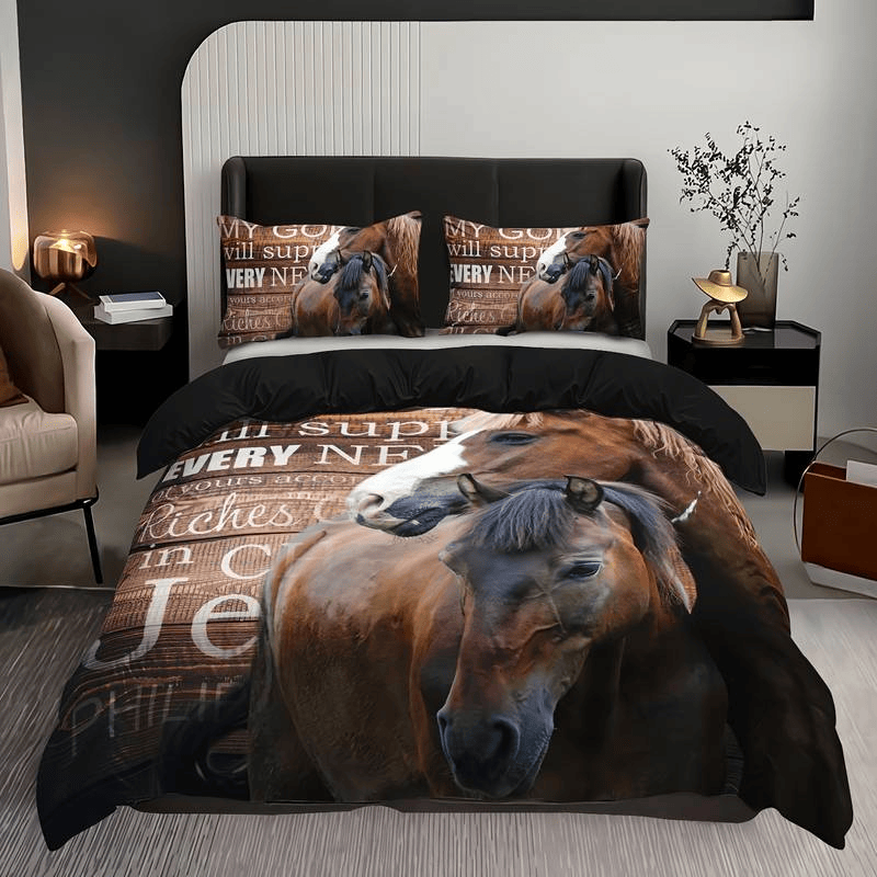 Horse Bedding Set My God Will Supply All Your Needs Duvet Covers