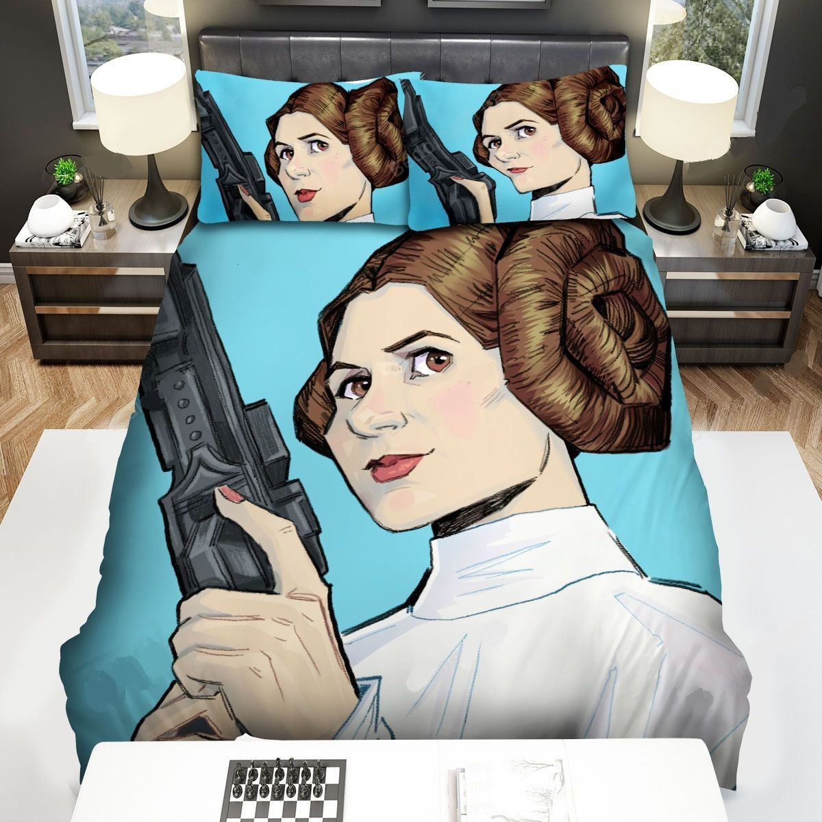 SW Bedding Set Princess Leia With Her Blaster Duvet Covers