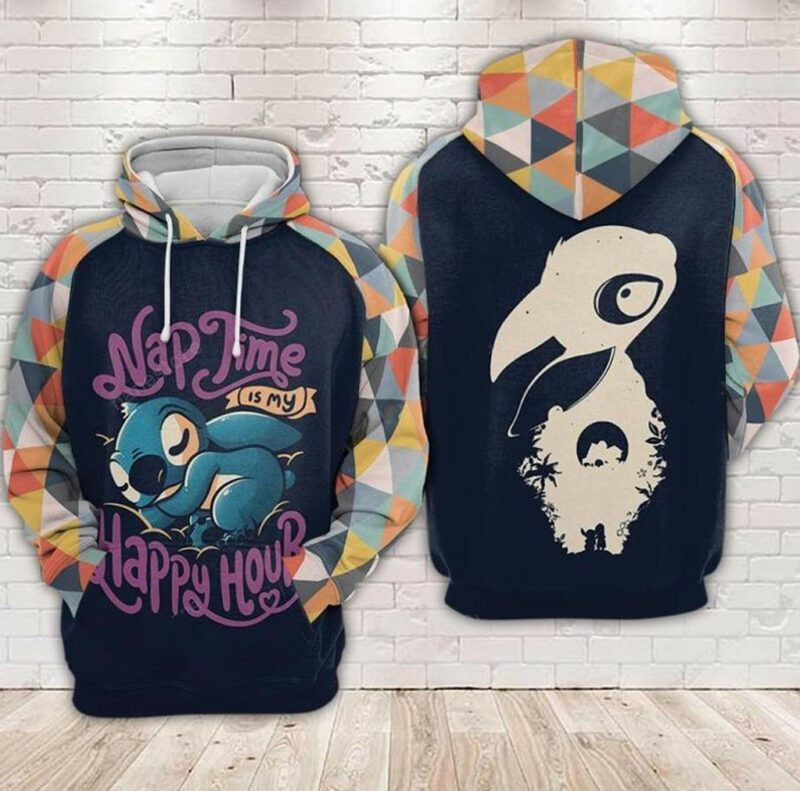 Nap Time Is My Happy Hour Stitch Silhouette 3d Hoodie Zip Hoodie