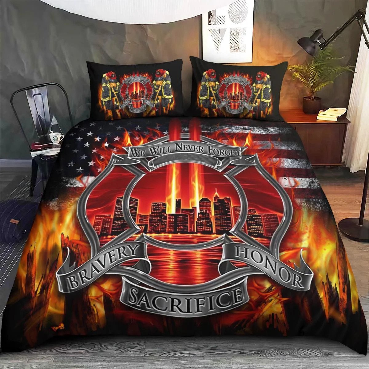 Firefighter Bedding Set Firefighter We Will Never Forget Duvet Covers