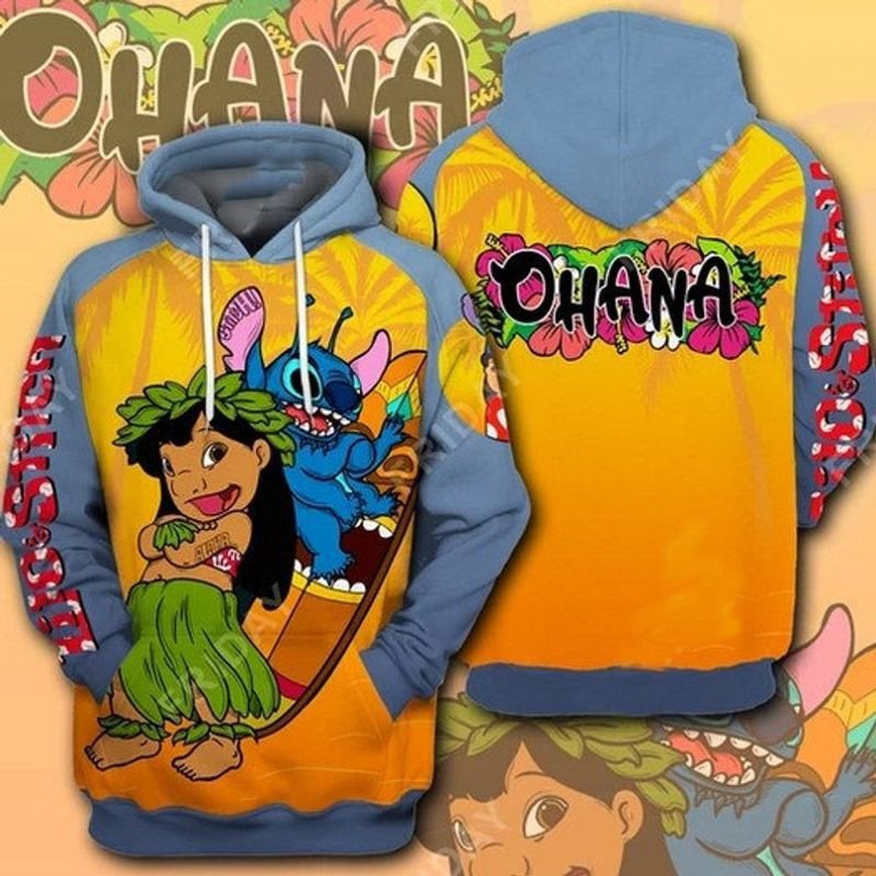 Lilo And Stitch Surfing Ohana 3d Hoodie Zip Hoodie 1147