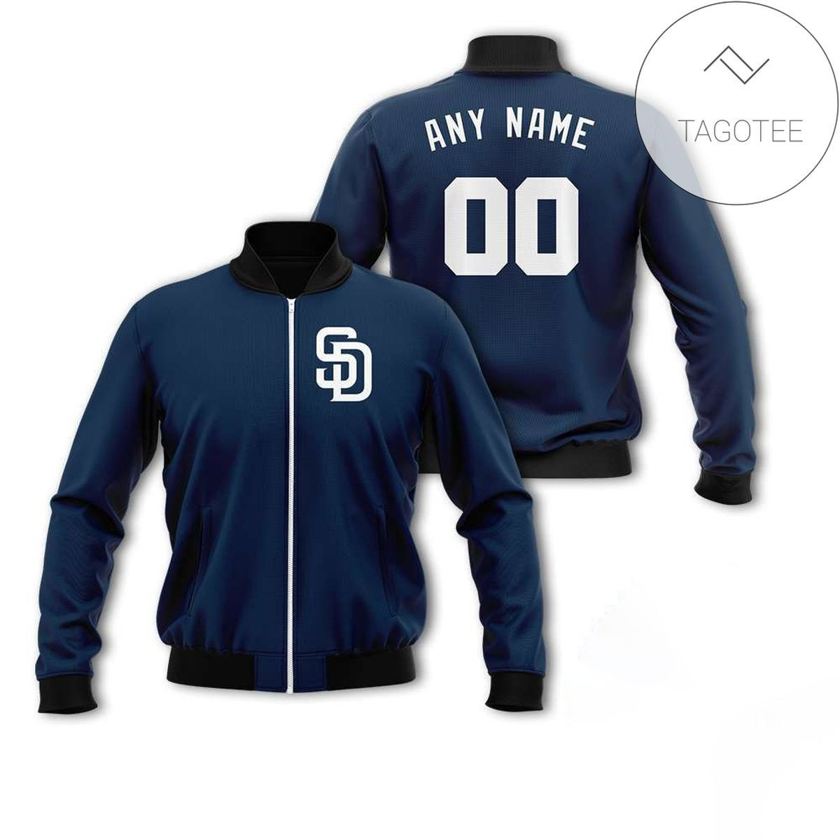 San Diego Padres Custom Name Number Navy Bomber Jacket V2
