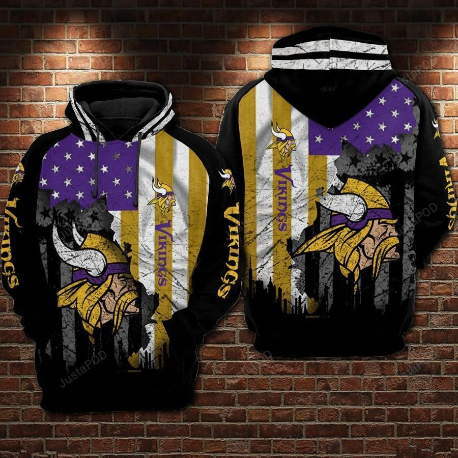 Minnesota Vikings Football Flag American 3D All Over Print Hoodie & Zip Hoodie