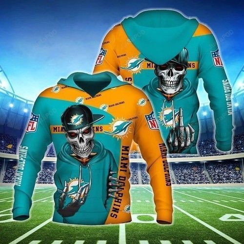 Miami Dolphins Hip Hop Skull 3D All Over Print Hoodie & Zip Hoodie