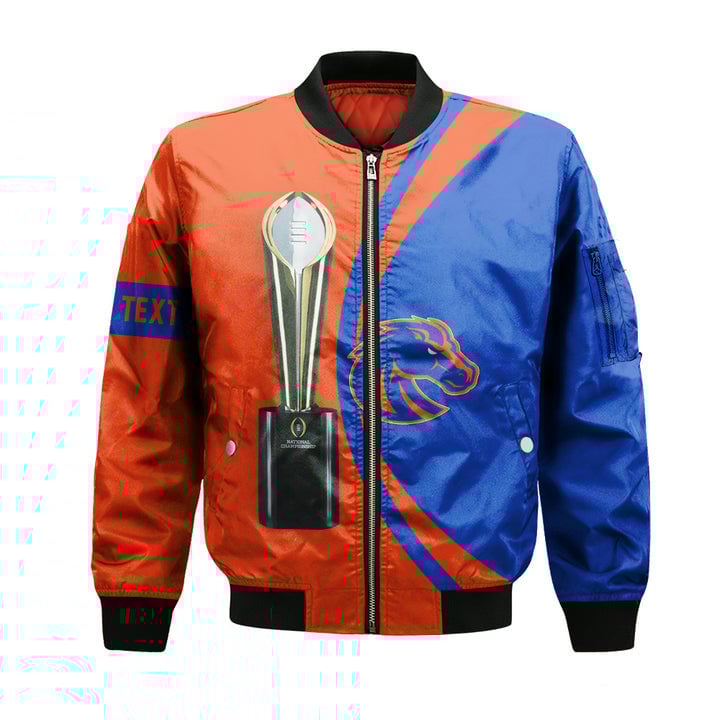 Boise State Broncos Custom Text Orange Blue Champions Bomber Jacket