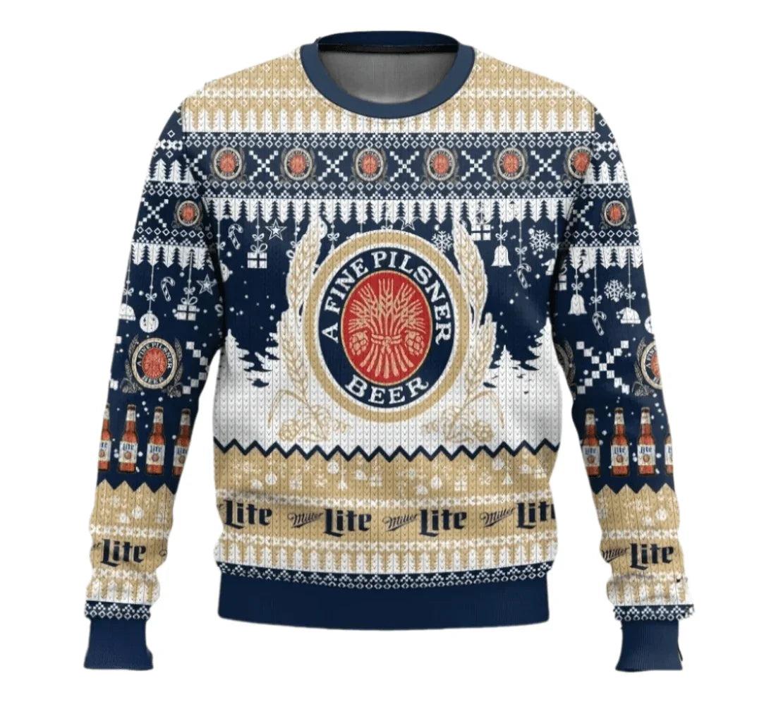 Miller Lite Christmas Peaceful Night Ugly Christmas Sweater
