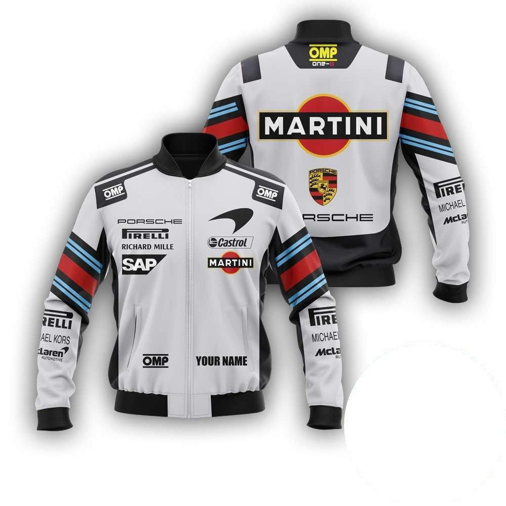 Personalized Porsche Martini Racing Bomber Jacket 843