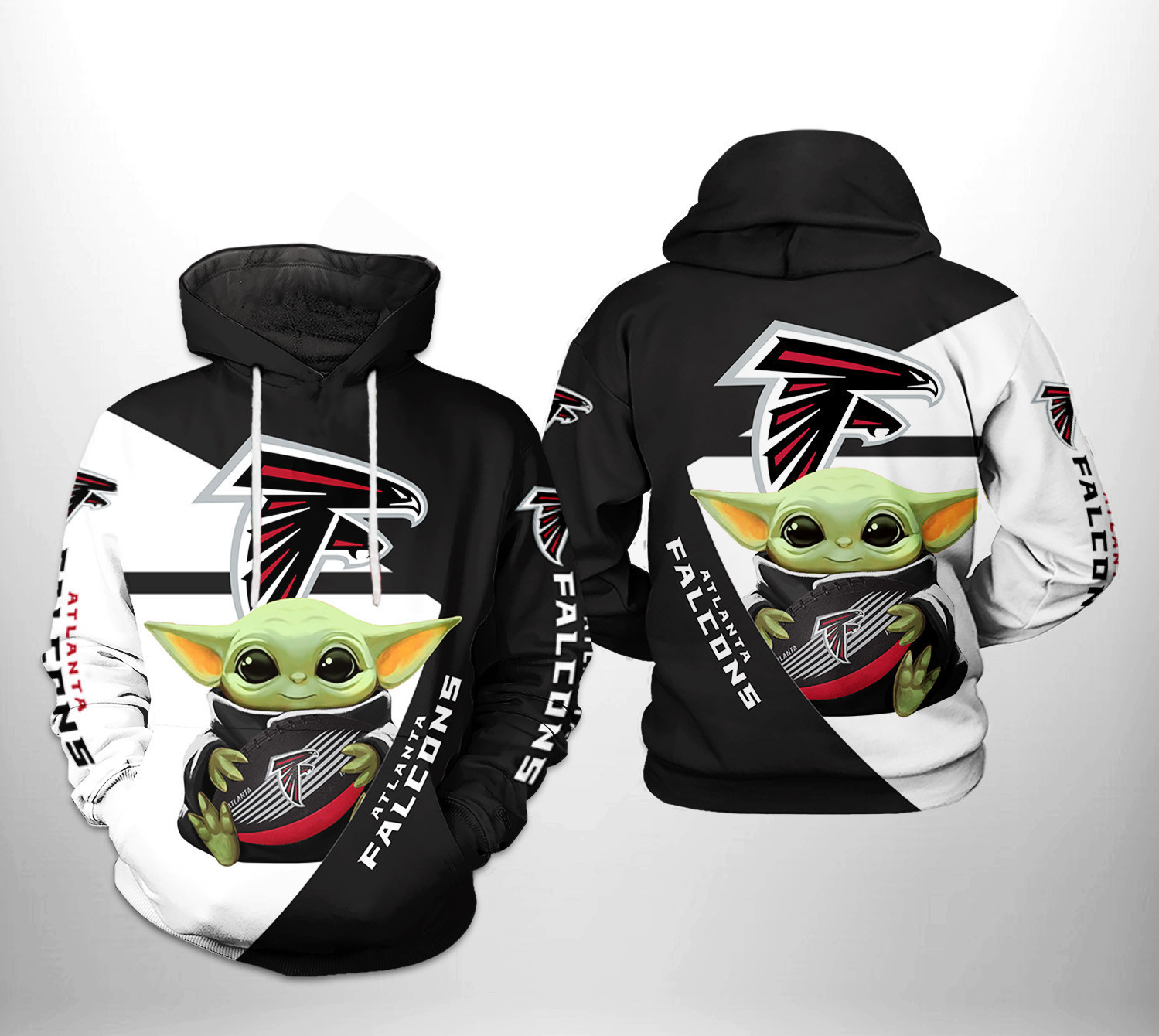 Atlanta Falcons Baby Yoda Team 3D All Over Print Hoodie & Zip Hoodie