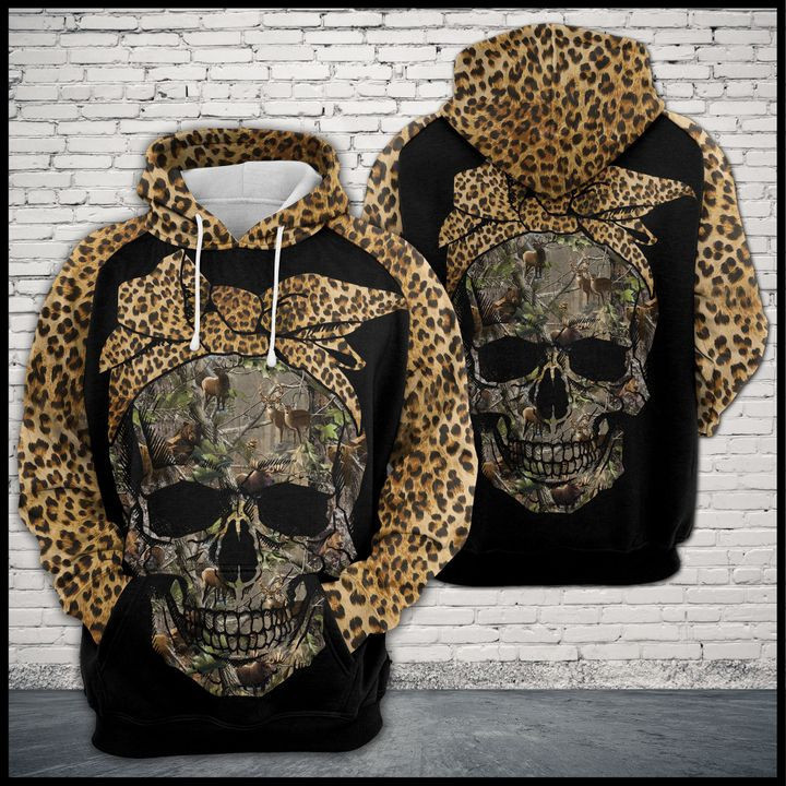 Skull Leopard Pattern 3D All Over Print Hoodie & Zip Hoodie