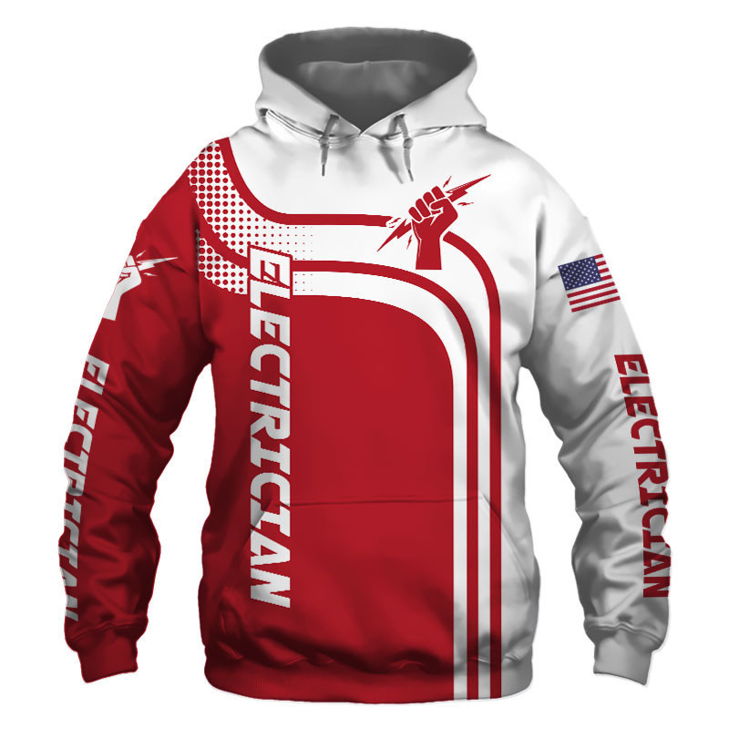 Electrician Red US Flag 3D All Over Print Hoodie & Zip Hoodie